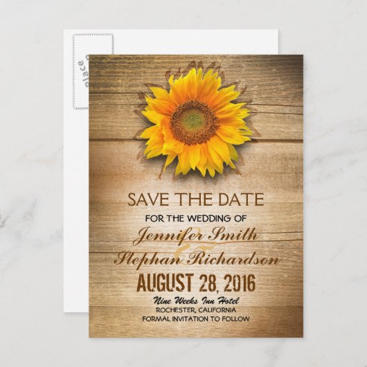 日の花と納屋の木の日付を保存 案内ポストカード (正面/裏面)