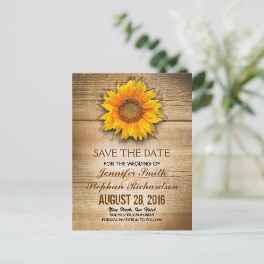 日の花と納屋の木の日付を保存 案内ポストカード (スタンド正面)