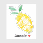 日の黄色のレモン引用文の水色を絞る シール (シート)