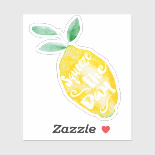 日の黄色のレモン引用文の水色を絞る シール (シート)