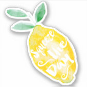 日の黄色のレモン引用文の水色を絞る シール (正面)