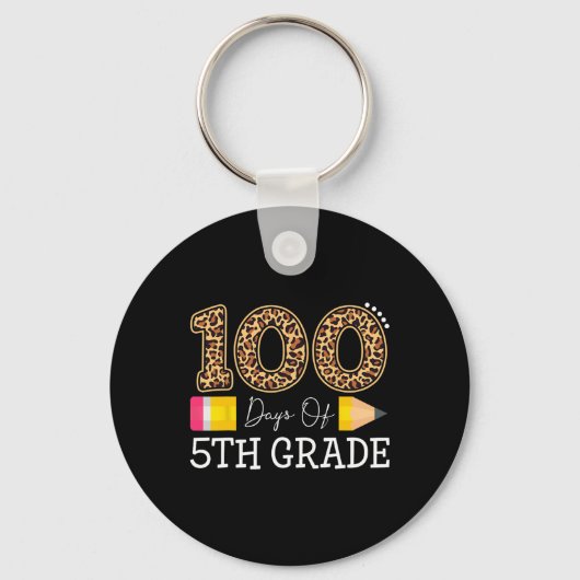 日の5年生レオパード幸せ100th Day Of Sch キーホルダー (正面)
