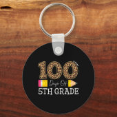 日の5年生レオパード幸せ100th Day Of Sch キーホルダー (正面)