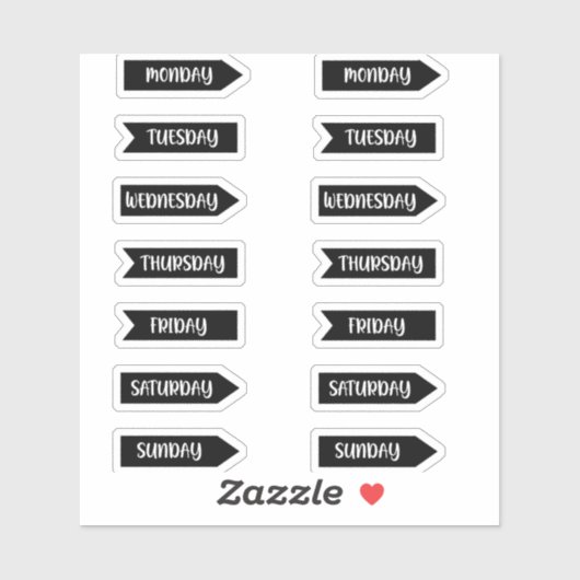 日のWeek Bullet JournalプランナーBlack シール (シート)