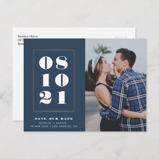 日はっきりしたエレガント枠の青結婚値 ポストカード (正面/裏面)