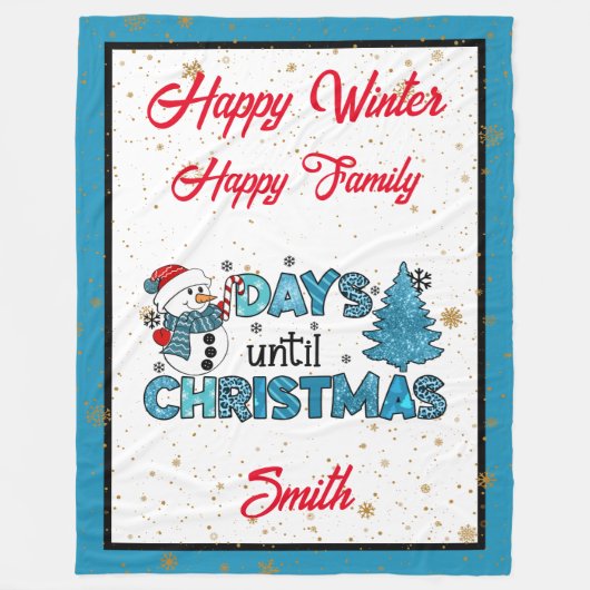 日はクリスマスまカスタマイズで フリースブランケット (正面)