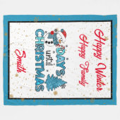 日はクリスマスまカスタマイズで フリースブランケット (正面(横))