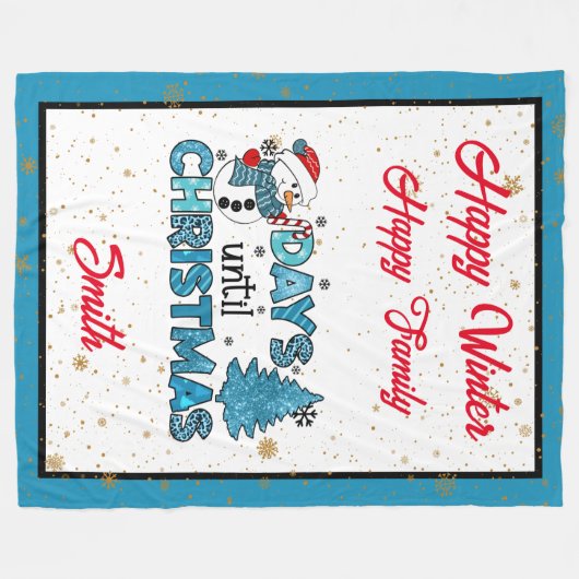 日はクリスマスまカスタマイズで フリースブランケット (正面(横))