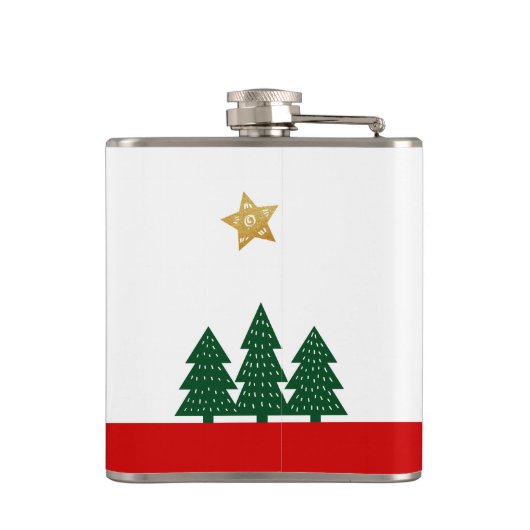 日は明メリーるいスクリプト緑の木の金ゴールド星 フラスク (裏面)