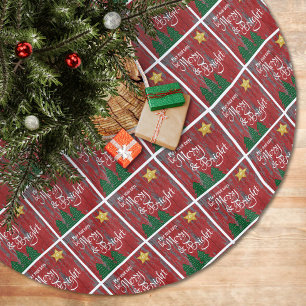 日は明メリーるい木の赤い木素朴模様 ブラッシュドポリエステルツリースカート