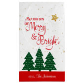 日は明メリーるい赤のスクリプト金ゴールド星木 スモールペーパーバッグ (裏面)