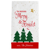 日は明メリーるい赤のスクリプト金ゴールド星木 スモールペーパーバッグ (正面)