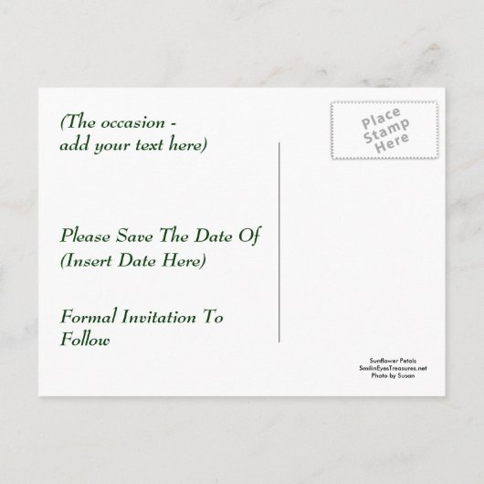 日ひまわり花フォトポストカードの保存 案内ポストカード (裏面)