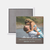 日を保存モダンする茶色と青の磁石 マグネット (正面/裏面)