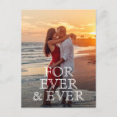 日を救う、白い文字の結婚式 案内ポストカード (正面)