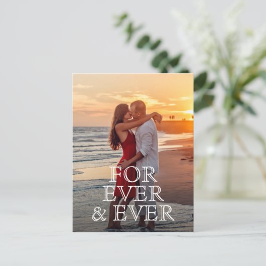 日を救う、白い文字の結婚式 案内ポストカード (スタンド正面)