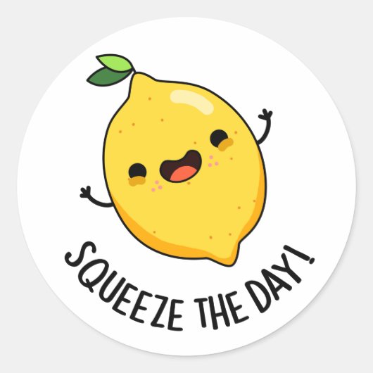 日を絞るレモンパおもしろいン ラウンドシール (正面)