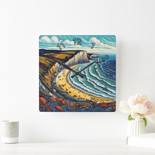 日アウト スクエア壁時計 (ホーム)