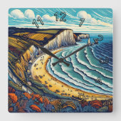 日アウト スクエア壁時計 (正面)