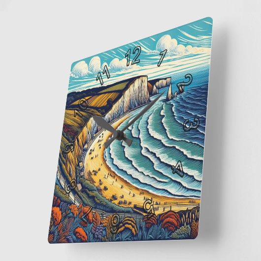 日アウト スクエア壁時計 (傾斜)