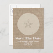 日インスパイア付けを保存するBurlap砂ドルの結婚式 案内ポストカード (正面/裏面)