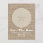 日インスパイア付けを保存するBurlap砂ドルの結婚式 案内ポストカード (正面)