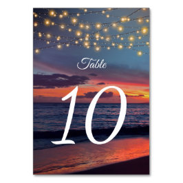 日エレガントの入りビーチストリングライトサマー結婚ズ テーブルナンバー
