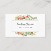 日エレガントスパとサロンピンクの花の水色 名刺 (正面)