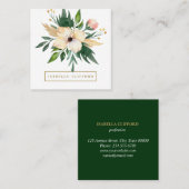 日エレガントスパサロングリーンフラワーウォーター色 スクエア名刺 (正面/裏面)