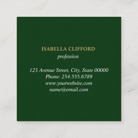 日エレガントスパサロングリーンフラワーウォーター色 スクエア名刺 (裏面)