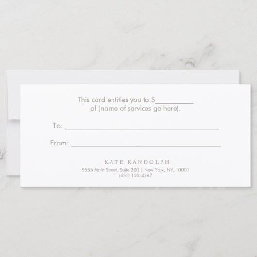 日エレガントスパピンク大理石サロンギフト証明書 (裏面)