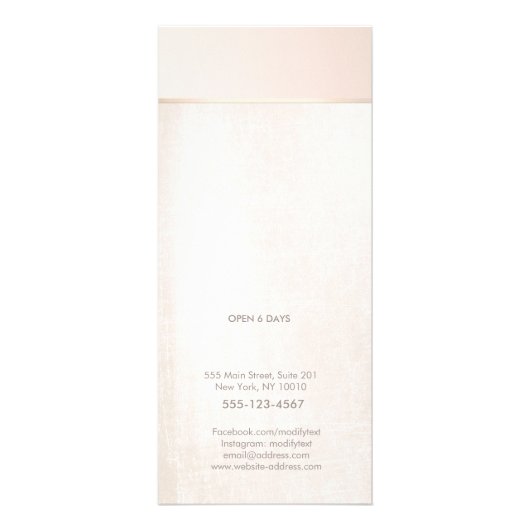 日エレガントスパピンク大理石サロン価格表メニュー ラックカード (裏面)