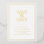 日エレガントモダン付金ゴールドの保存 箔招待状ポストカード (正面)