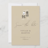 日エレガント付を保存する砂の緑 招待状 (正面)