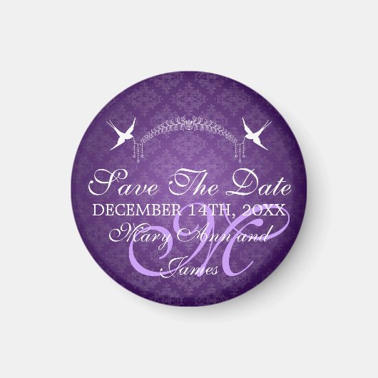 日エレガント付を保存する鳥モノグラム紫 マグネット (正面)