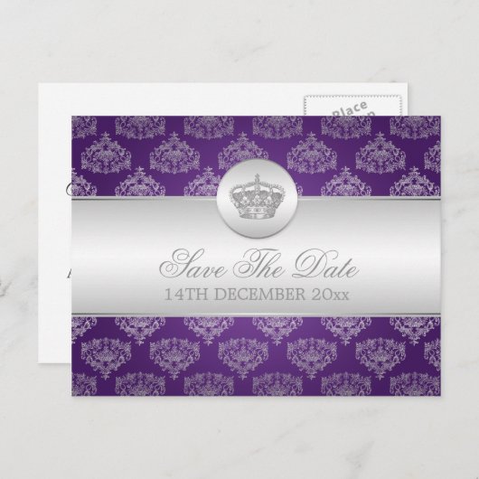 日エレガント付を紫色王室ので保存 案内ポストカード (正面/裏面)