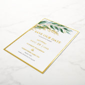 日エレガント付を除いて緑の葉 箔招待状 (回転した状態)