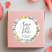 日エレガント付を除く緑のワイルドフラワーの結婚式 ラウンドシール