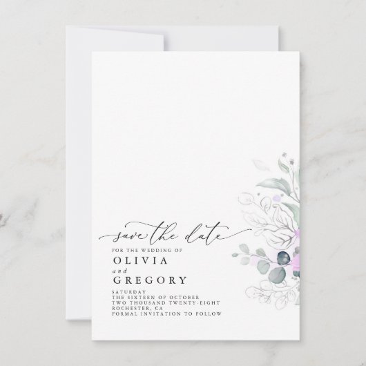 日エレガント付を除く銀の緑 案内状 (正面)