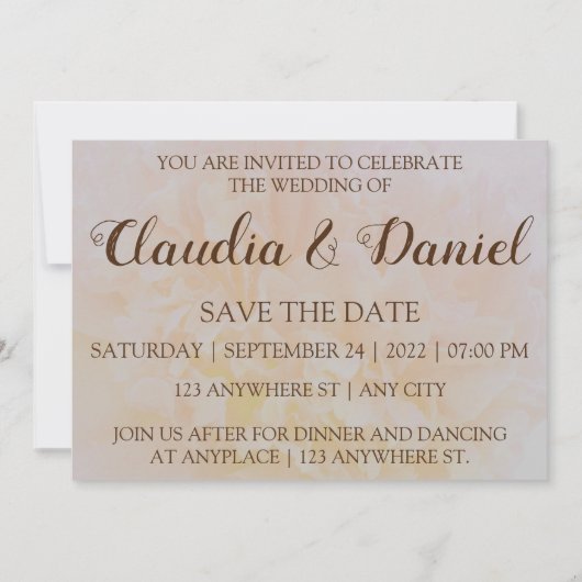 日エレガント付シンプルを保存する埃の多い牡丹フローラ セーブザデート (正面)