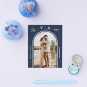 日エレガント付ビクトリアンを保存するネイビーブルーウェディング チラシ (シングル)