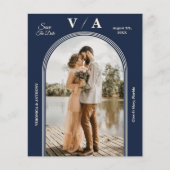 日エレガント付ビクトリアンを保存するネイビーブルーウェディング チラシ (正面)