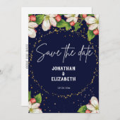 日エレガント付フローラグリッター セーブザデート (正面/裏面)