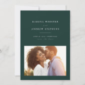 日エレガント付モダンの写真カードを緑で保存 セーブザデート (正面)