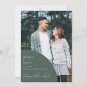 日エレガント付モダンを保存する緑の写真の結婚式 セーブザデート (正面)