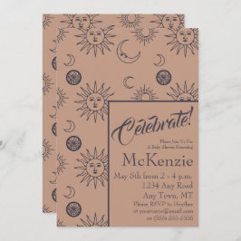 日エレガント月の天空の赤ちゃんシャワー 招待状