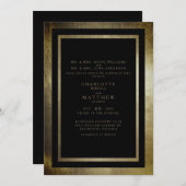 日エレガント金ゴールドと黒両方の親結婚の 招待状 (正面/裏面)