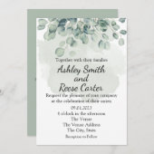 日カスタマイズ付を除く緑の結婚式 招待状 (正面/裏面)