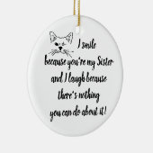 日カスタムおもしろい姉妹引用文かわいいウインキング猫 セラミックオーナメント (右)