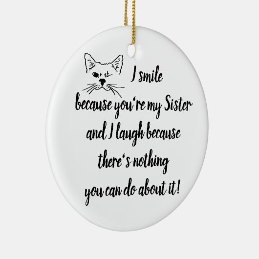 日カスタムおもしろい姉妹引用文かわいいウインキング猫 セラミックオーナメント (右)